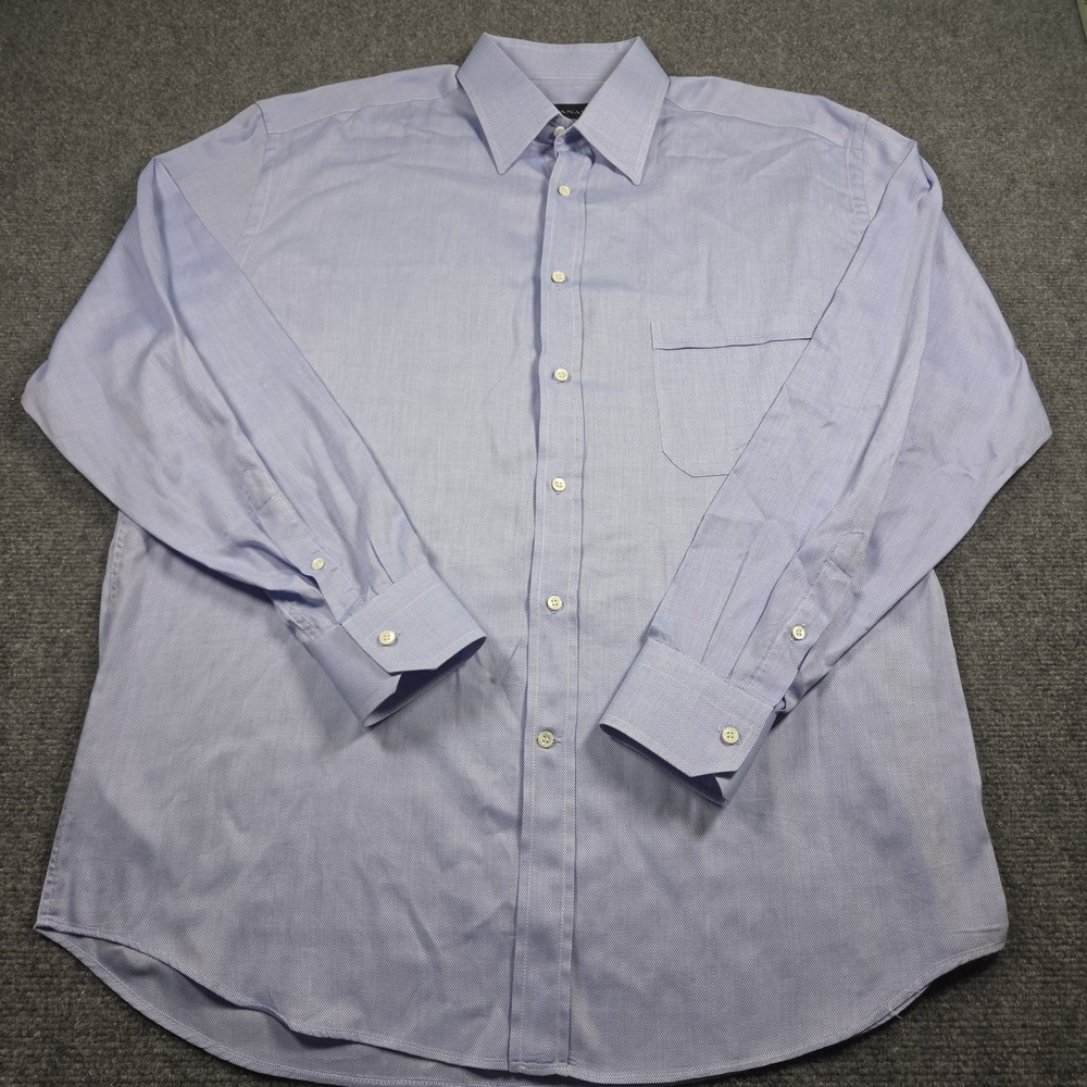 Men's Canali Long Sleeve Blue Button Down Dress Shirt Size 42/16.5